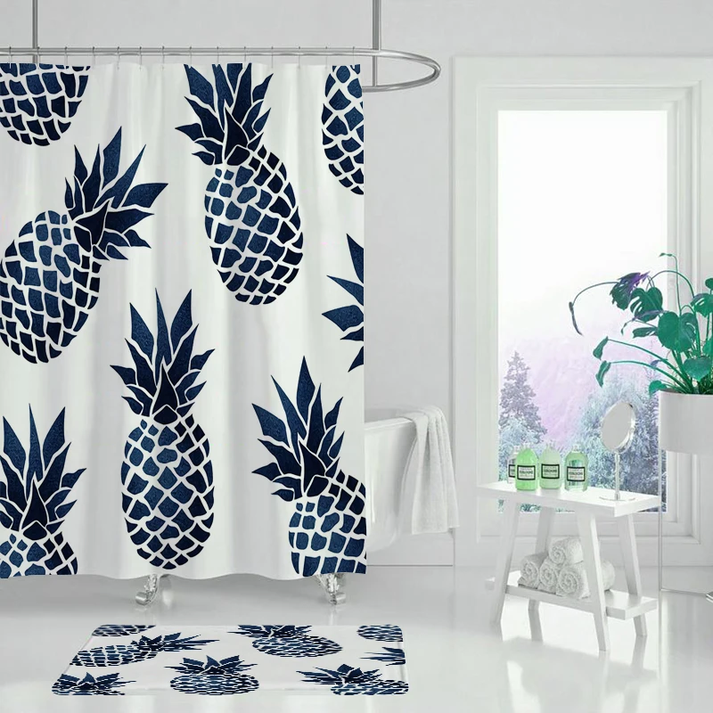 Занавеска для душа с фруктами из полиэстера водонепроницаемая зеленая | Дом и сад