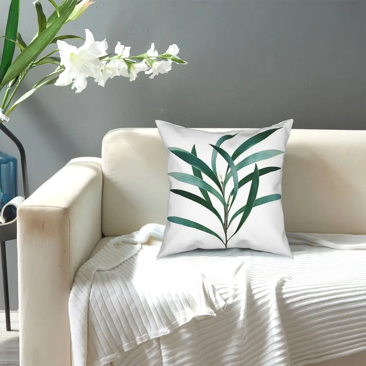 

Eucalyptus Branch Delight foliage Nordic Art Style Square Pillow Case Polyester Decorative Pillow Custom Pillowcover Home Decor