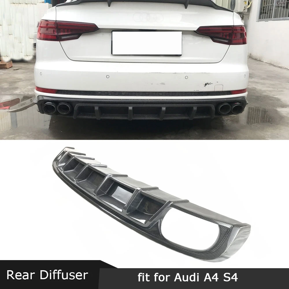 Спойлер из углеродного волокна заднего бампера для губ с подсветкой Audi A4 S4 B9 Sline