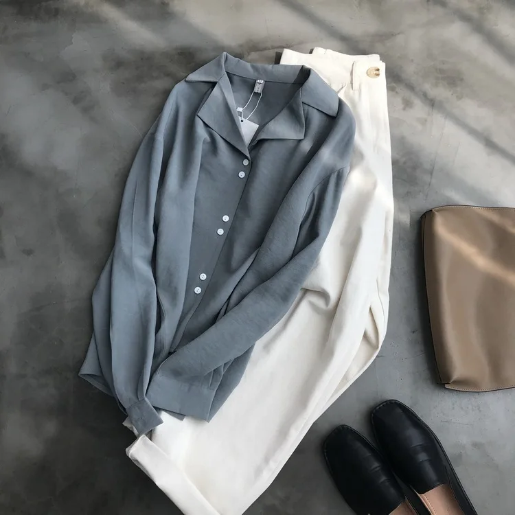 2020 Women Blouse Turn Down Collar Long Sleeve Womens Tops And Blouses Elegant OL Style Shirts Blusas Roupa Feminina Clothes