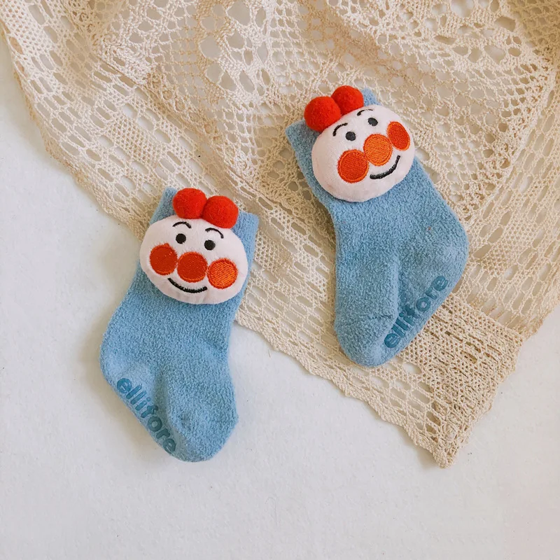 Теплые детские носки с мультяшными куклами из кораллового флиса толстым полом
