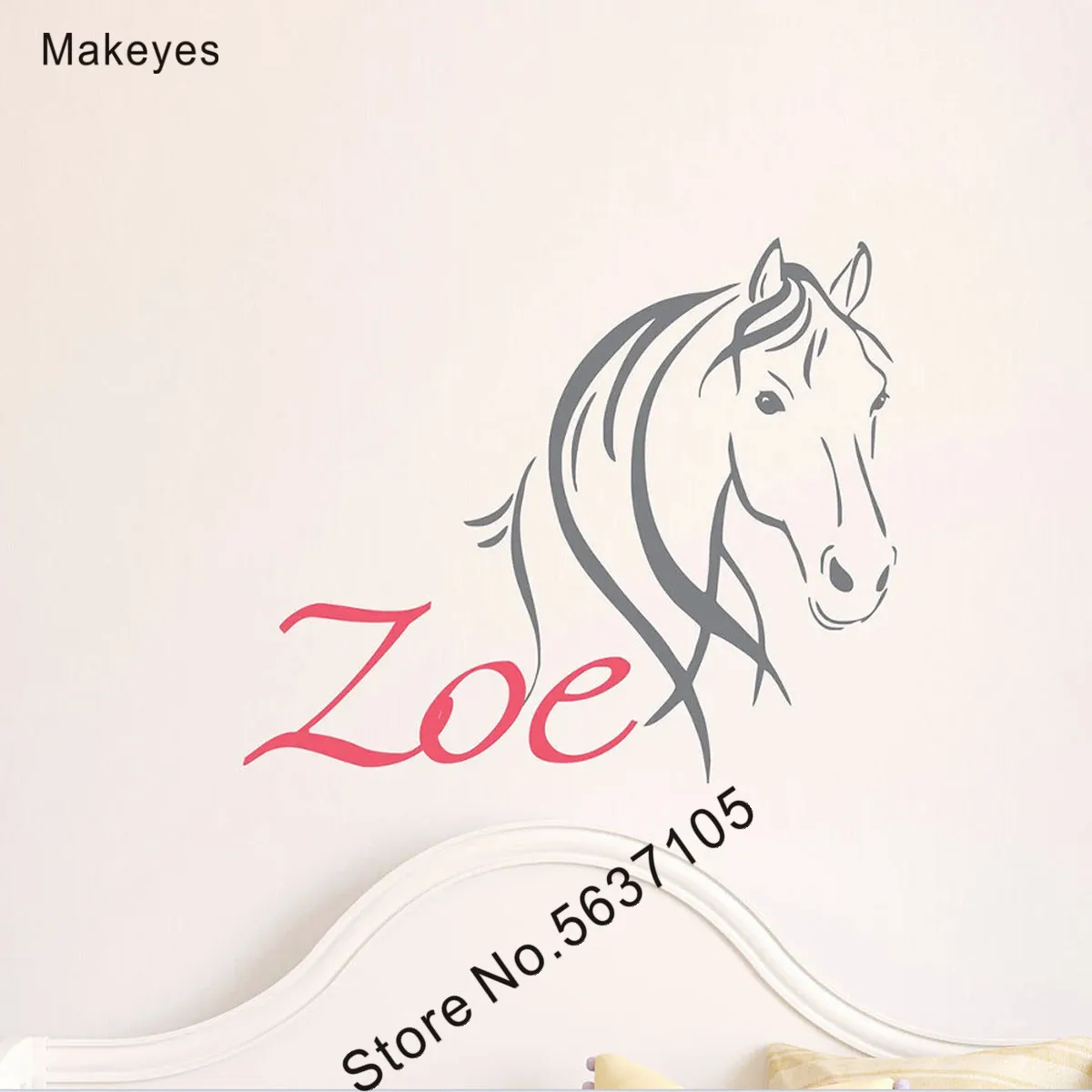 

Makeyes Horse Head Wall Decals Personalized Names Girls Baby Names Personalized Wallpaper Kids Rooms Decoration Home Art Q1021