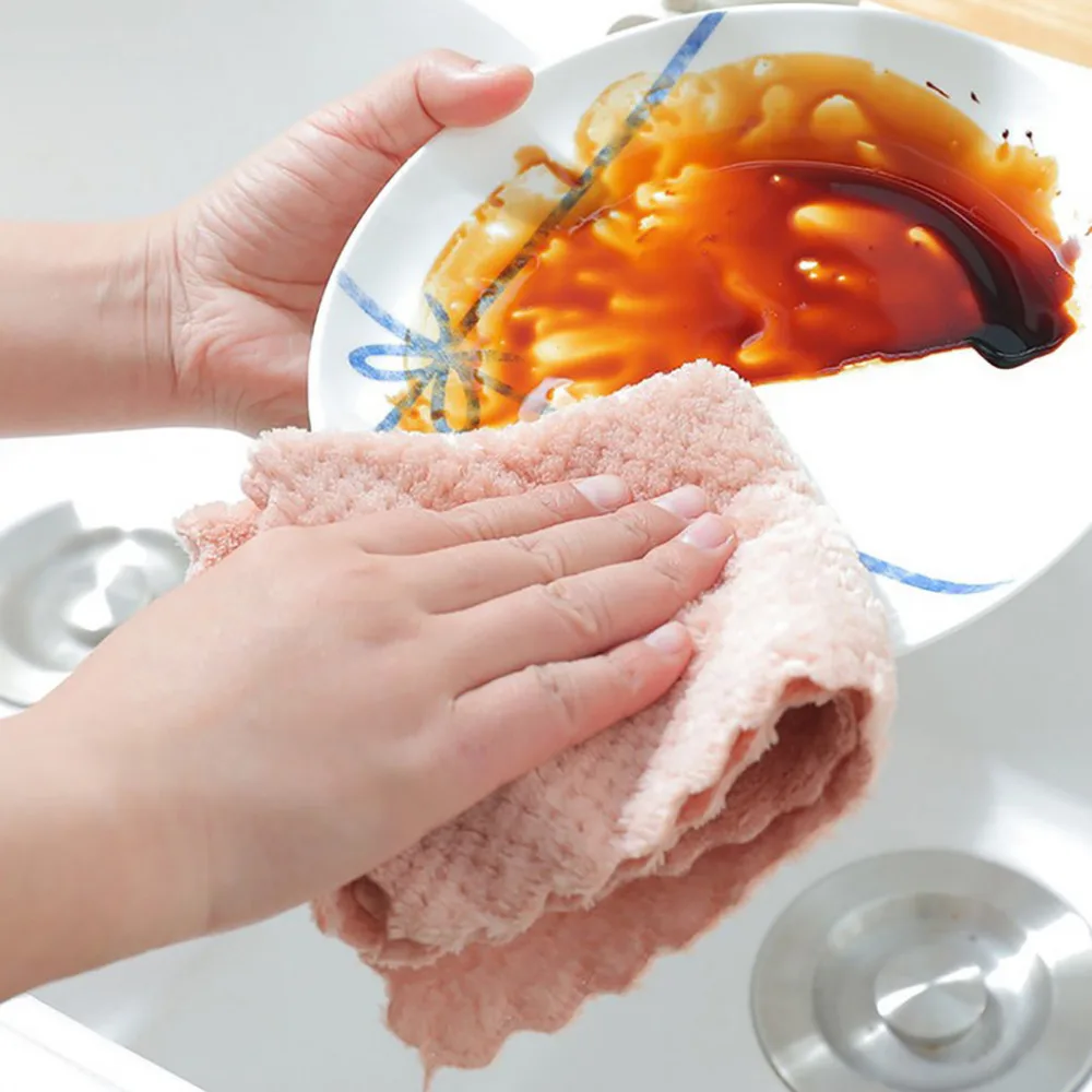 Домашняя кухня с многофункциональной чистящей тряпкой для очистки пятен антипригарное масло кораллового бархата подвесные полотенца для рук кухонная посуда