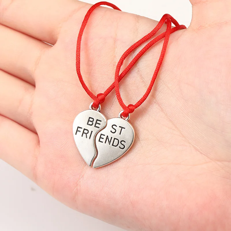 

2Pcs Silver Color Heart Pendant Couple Bracelet Red and Black Rope Bracelet For Women Fashion Men's Bracelet & Bangle Jewelry