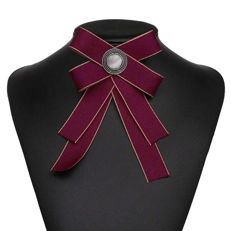 

New Fashion Ribbon Bow Brooch Rhinestone Bowknot Collar Necktie Accessories Corsage Pins Shirt Tie Brooches for Women Jewelry