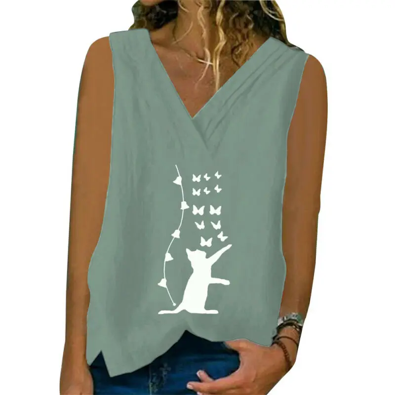 

Women Summer Tank Tops Vest Camisole Ladies V Neck Sleeveless T-Shirt Blouse Tee