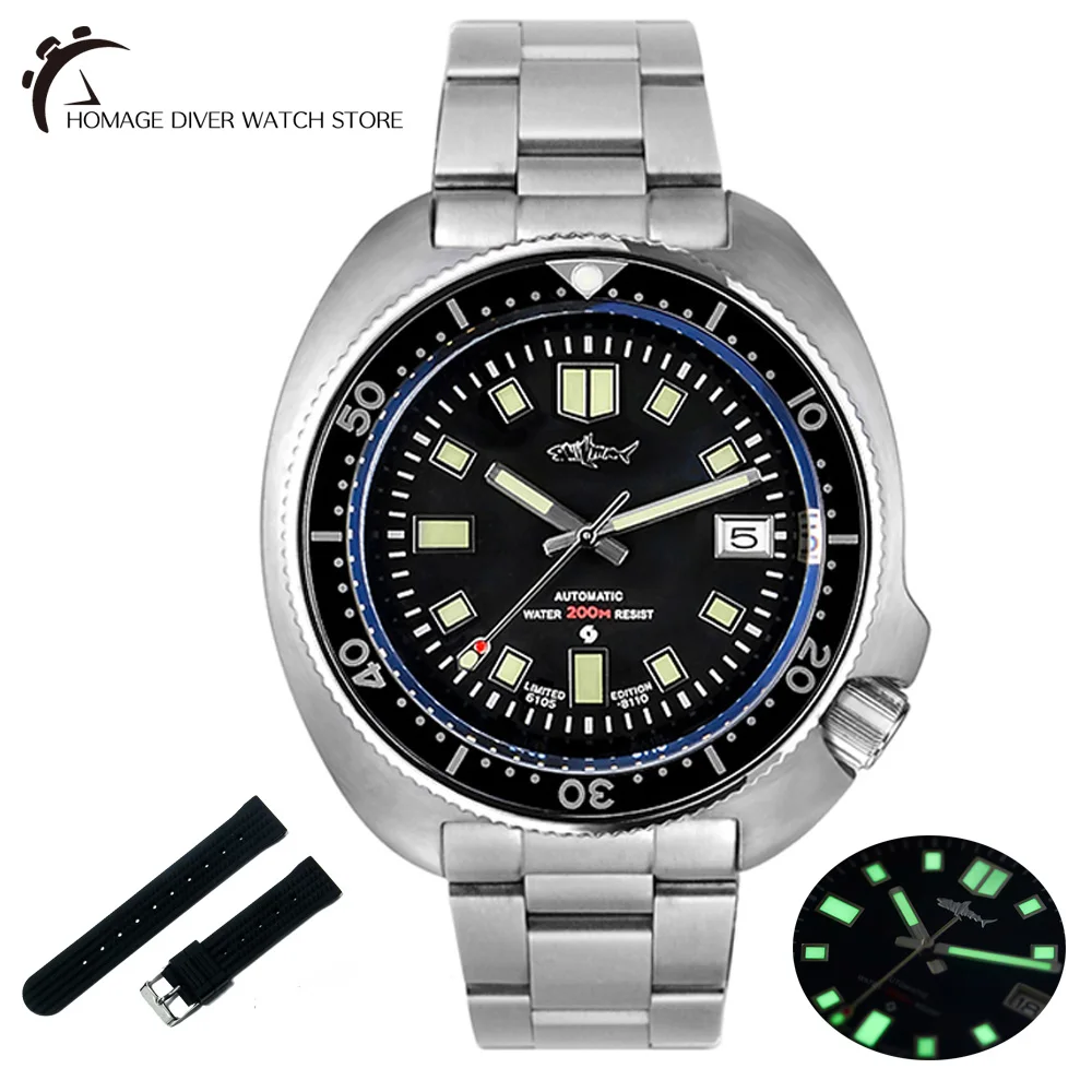 

HEIMDALLR Vintage Mens Dive Watch 20ATM Water Resistant 44mm C3 Luminous Dial Sapphire Crystal NH35A Automatic Movement