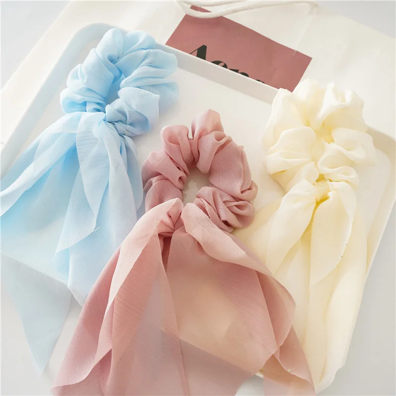 

Women Chiffon Bowknot Hair Scrunchies Elastic Hair Bands Ribbon Rubber Bands Headwear Ponytail Hair Ties Hair Accessories