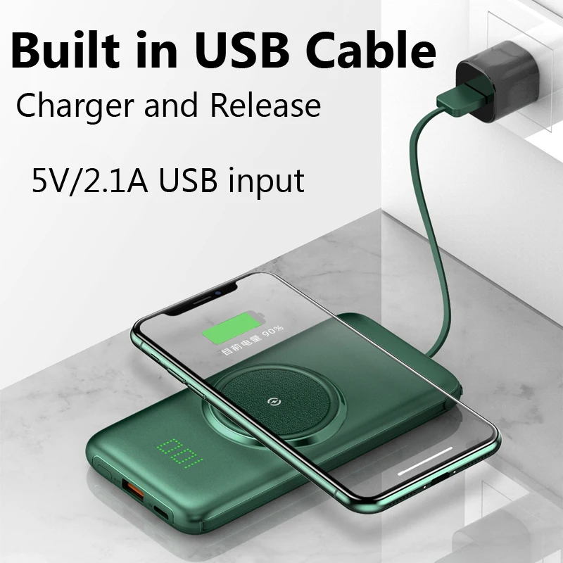 

20000mAh Portable Qi Wireless Charger Power Bank For Xiaomi iPhone Poverbank External Battery Fast Wireless Charging Powerbank