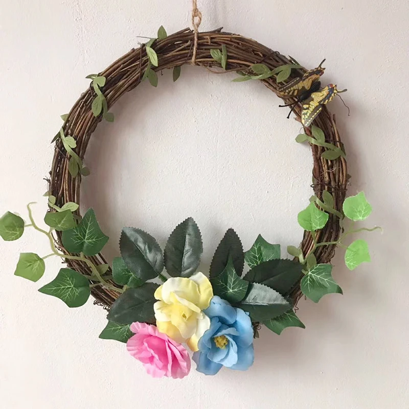 

Home Decoration Wreath Natural Rattan Wreath Garland DIY Crafts Decor For Home Door Grand Tree Christmas Gift Floral Wreaths