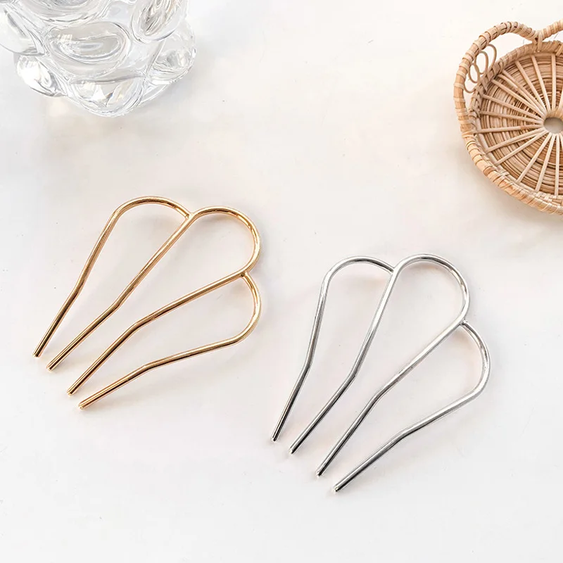 

Fashion Metal Hair Stick for Women Shell Hair Clip Pin Minimalist U Shape Girl Hairpins Hair Bun Maker Headwear Hair Accessories