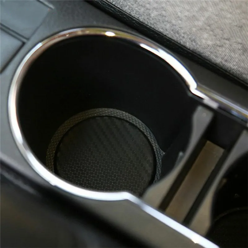 

New 2Pcs High Quality Non-slip Elastic Durable Carbon Fiber Look Car Auto Water Cup Slot Non-Slip Mat Pad Accessories#294568