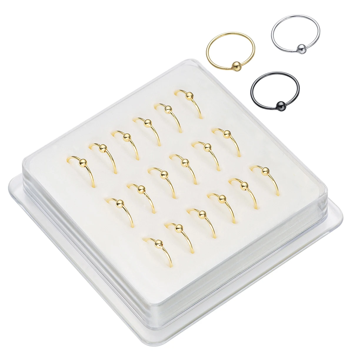 

18Pcs/Pack 22G Thin Small Unisex Dainty Ball Nose Ring Hoop Indian Nose Piercing Tragus Ear Body Jewelry Aro Nariz Pircing Nariz