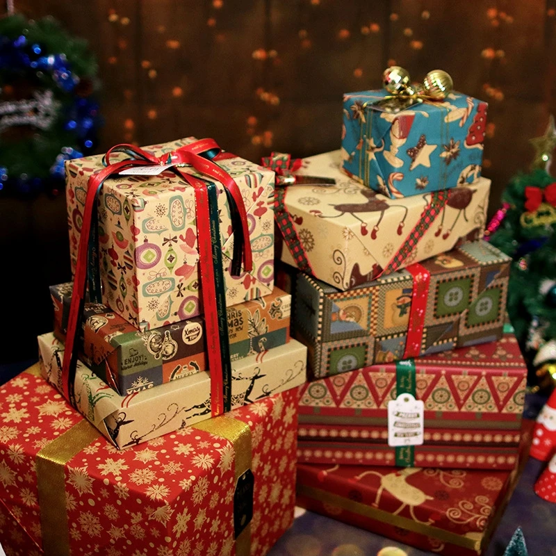 

Рождественская Крафтовая оберточная бумага Санта-Клаус Снеговик Снежинка Рождественская елка Рождественское украшение для дома Рождеств...