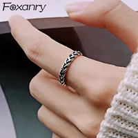 foxanry 925 stamp party rings for women new fashion vintage weaving chain thai silver birthday party jewelry gifts
