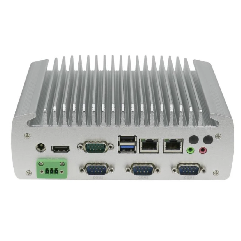 Новейшая Поддержка 6 * COM безвентиляторный мини-ПК с Celeron J1900 2 LAN HDMI VGA