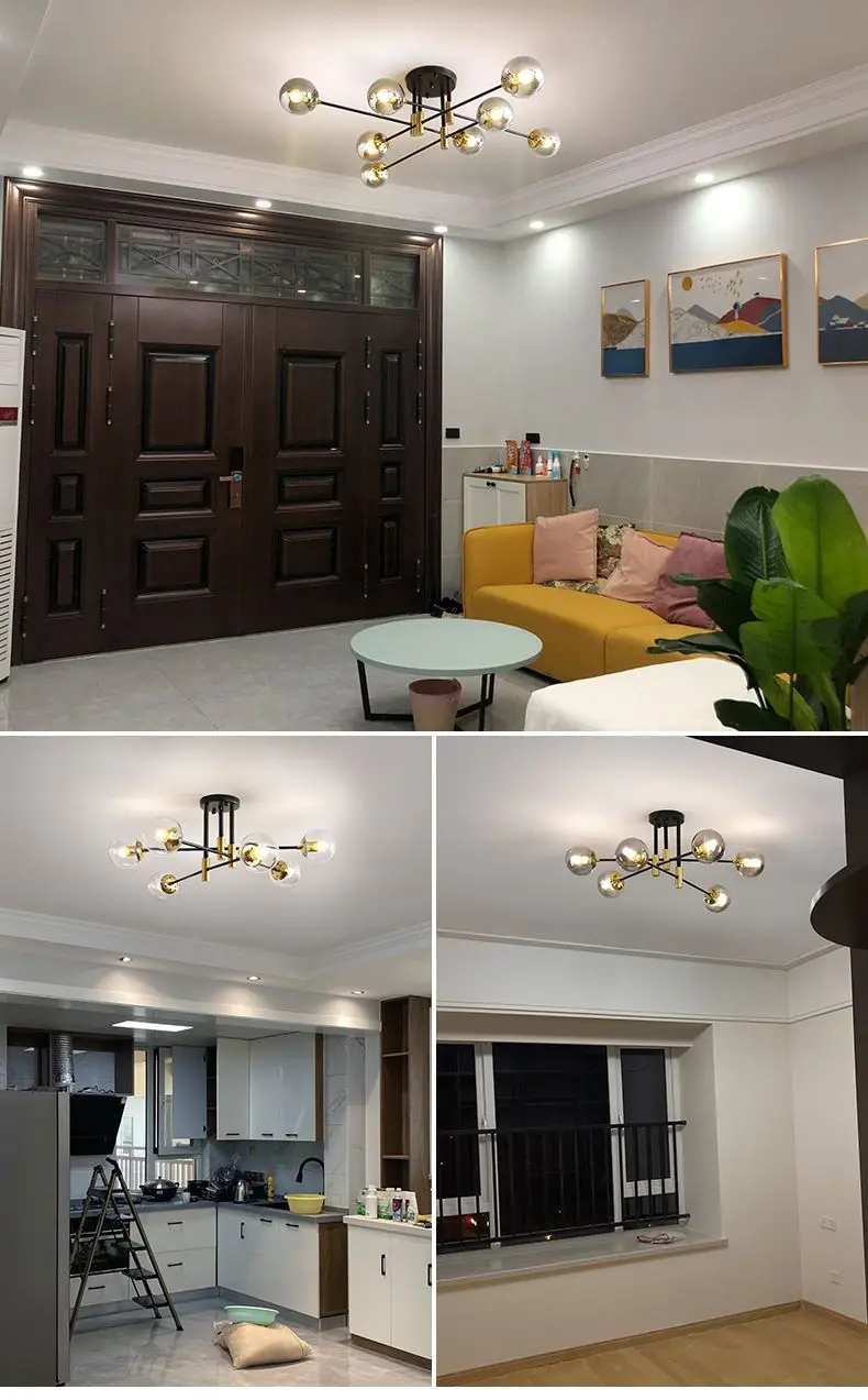 

2021 Modern LED Chandelier E27 Ball Light Nordic Ceiling Light Living Room Kitchen Light Home Decoration Interior Lighting