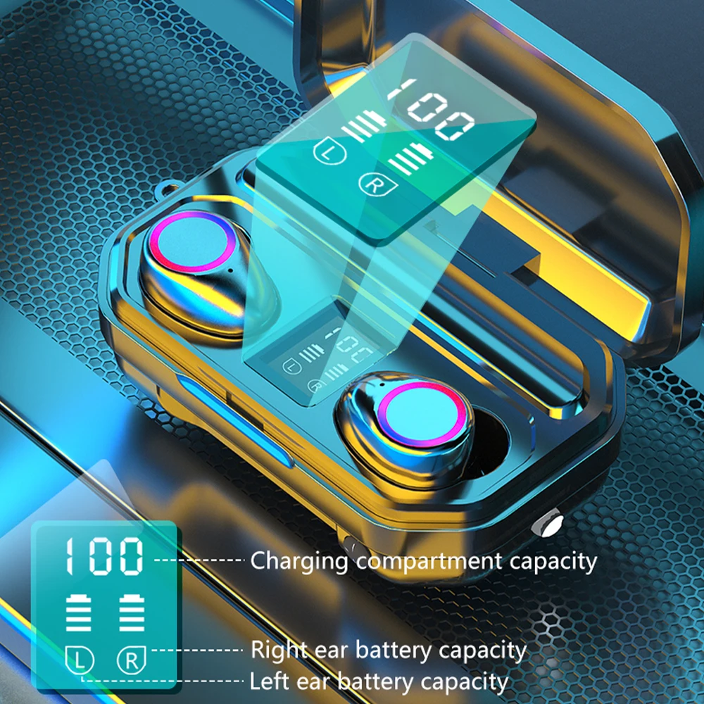 TWS Bluetooth 5 0 наушники беспроводные наушники-вкладыши 2000 мАч с зарядным боксом 9D Stereo