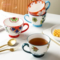 cute ceramic mug fashion hand painted coffee mug milk cup breakfast cup 500ml creative office afternoon tea cup