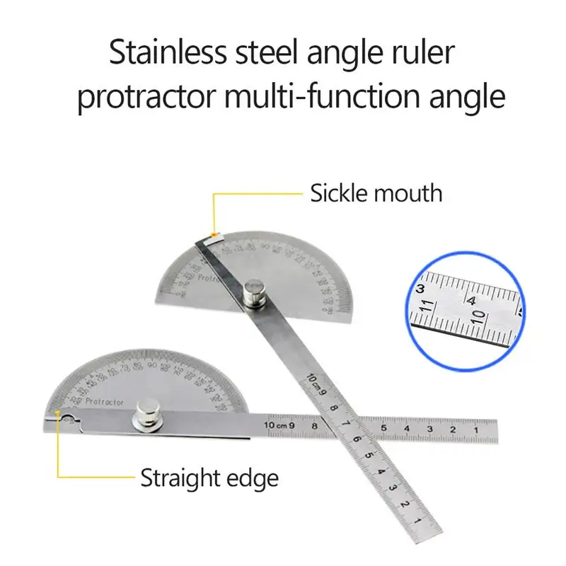 Транспортир из нержавеющей стали угломер с поворотом на 180 градусов|Микрометры| |