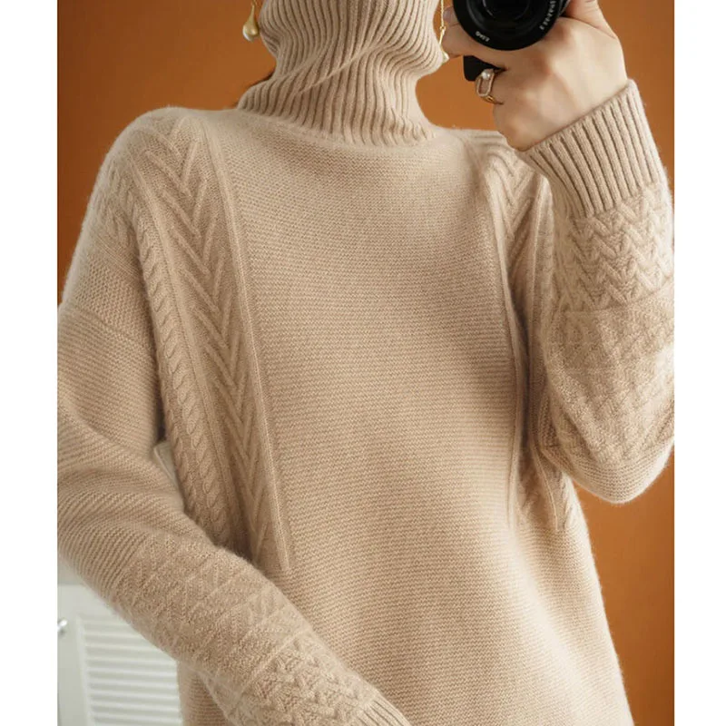 

High Quality 2022 Autumn Winter Turtleneck Pullover Sweater Women Femme Knitted Jumper Soft Long Sleeve Top Roupas Femininas