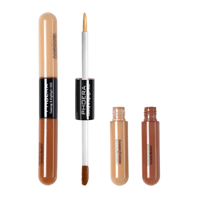 PHOER 5 Colors Brighten Skin Color Double Head Concealer Liquid Long Oil Control Foundation Care Makeup TSLM2 |