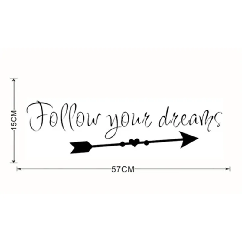 Follow Your Dreams Inspirational Quotes Wall Sticker For Kids Room Nordic Arrow Living Bedroom Phrases Decals Mural | Дом и сад