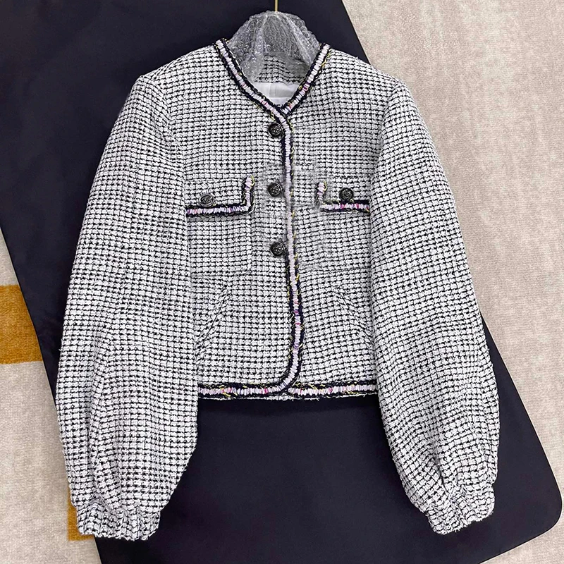 

Women Jacket Tweed Blazer Women Jacket Femme Plaszcz Wiosenny Damski Sobrecamisa Cuadros Plaid Checkered Blazer