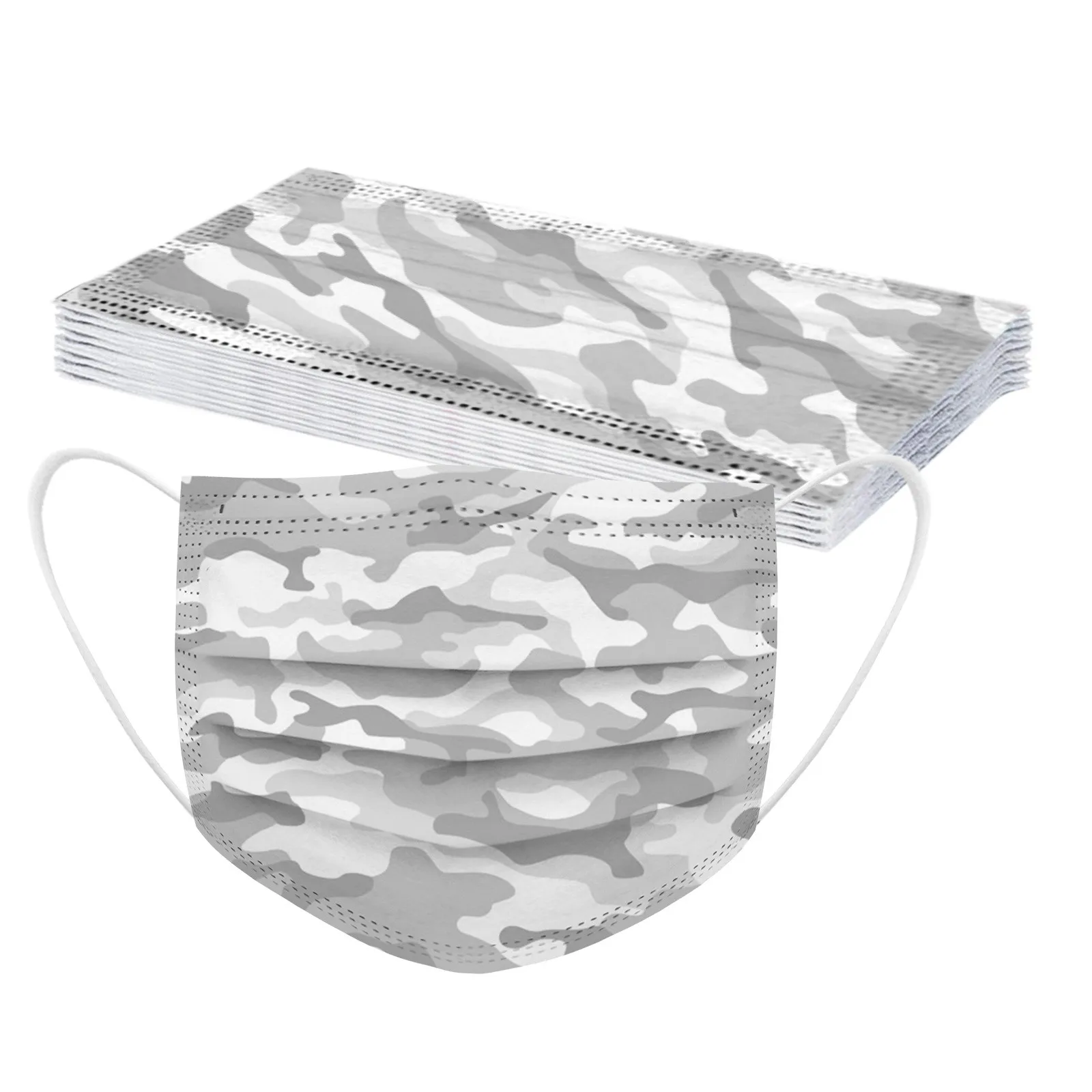 10 шт для взрослых одноразовые маски с камуфляжным принтом маска 3 слоя из