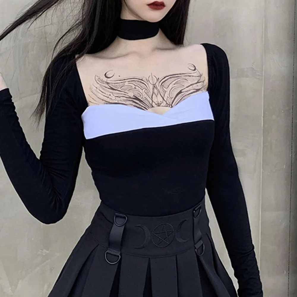 Новинка 2021 Готический Темный жилет с воротником хомутиком в стиле панк для