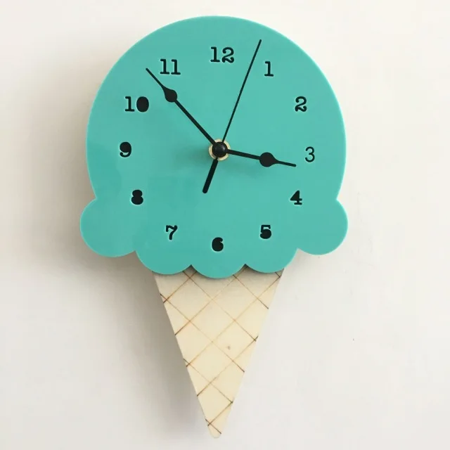 Multicolor Dreamy Ice Cream Adorable Cartoon Clock Children Wall Decor Kids Time Initiation Learning Photograph Background Prop | Мать и