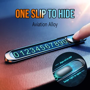 Светящаяся Автомобильная Временная парковочная карточка, скрытая Автомобильная табличка с номером телефона, автомобильные аксессуары, металлический сплав, 2021