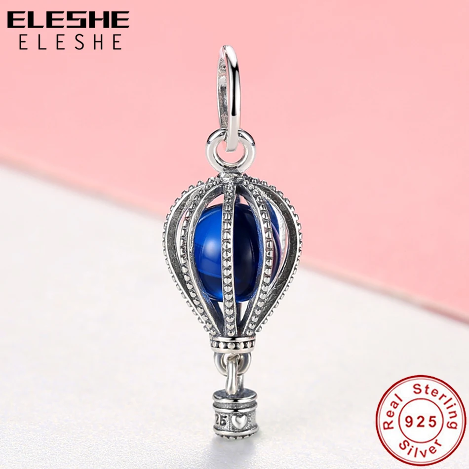 ELESHE, бусины из стерлингового серебра 925, Голубая Эмаль, воздушный шар, талисманы для путешествий, подходят к оригинальному браслету, ожерелье для женщин, сделай сам, хорошее ювелирное изделие