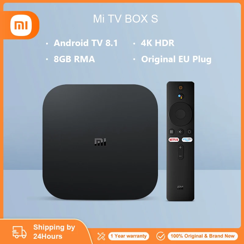 

Original Xiaomi Mi TV Box S 4K Android 8.1 HDR 2G 8G WiFi BT4.2 Google Cast Netflix Smart TV Box Media Player Global Version
