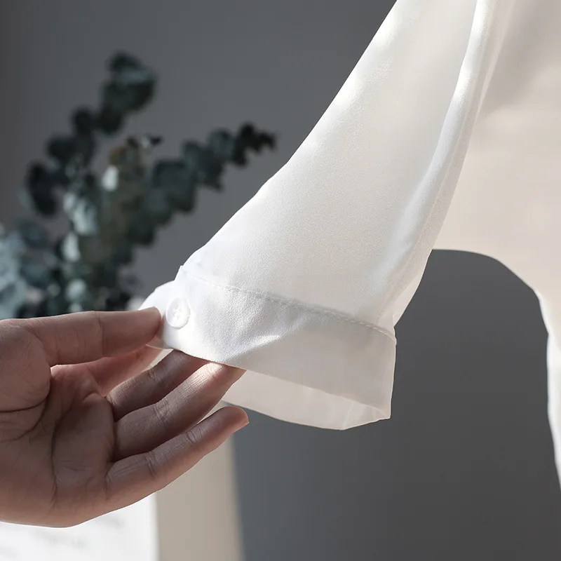 Женская шифоновая блузка с V образным вырезом длинным рукавом|Блузки| |