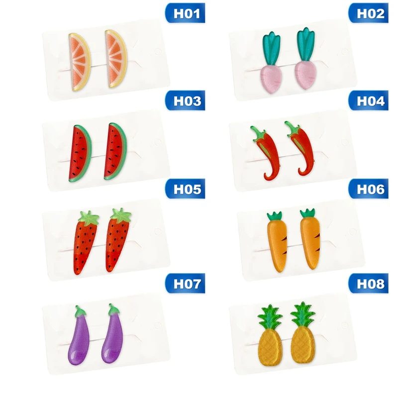 Заколка для волос детская в форме овощей фруктов 2 шт. модная шпилька | Детская