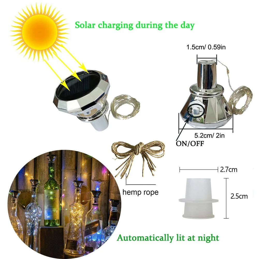 6/8/10 шт в форме винной бутылки на солнечной батарее светильник s 20 светодиодов