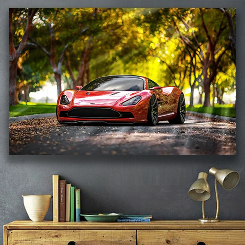 

Aston Martin V8 Concept Supercar Posters Vehicle Wall Art Canvas Print For Home Decor Framed Painting