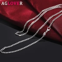 aglover 925 sterling silver 1618202224262830 inch 2mm side chain necklace for woman man fashion wedding jewelry gifts