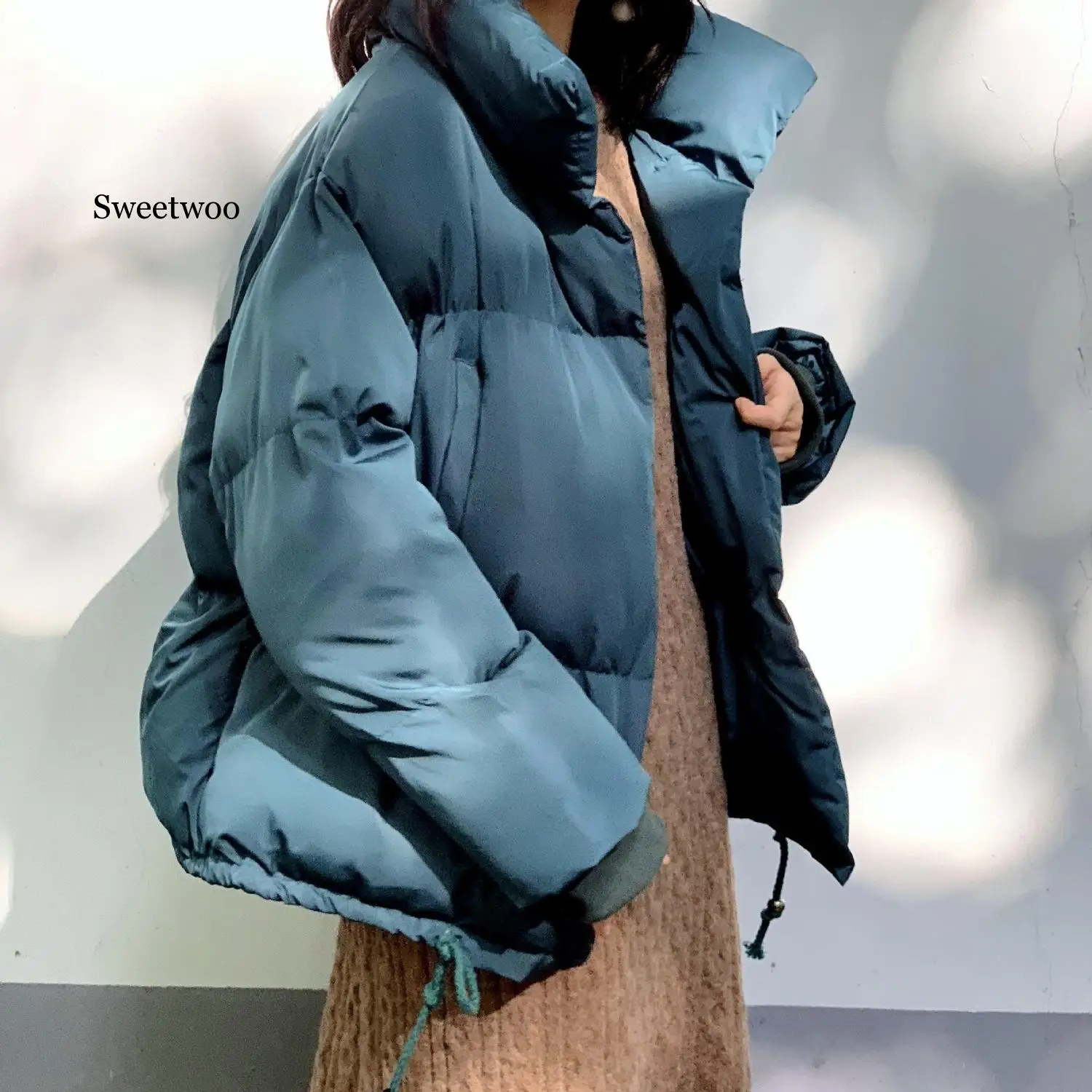 Thicken Women Winter Parkas Loose Cotton Jacket Clothing Oversize Fashion Solid Coat Female Warm Stand Collar Outwear