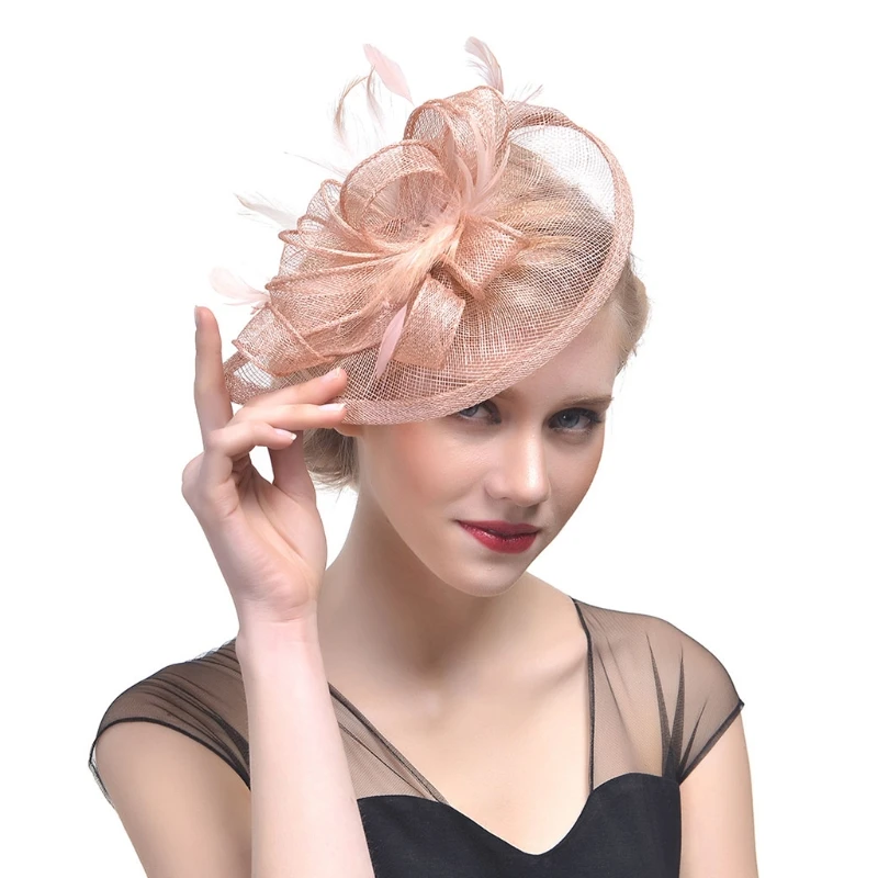 634D Women Wedding Hat Fascinator Feather Mesh Party Cocktail Headdress Hair Clip New | Свадьбы и торжества