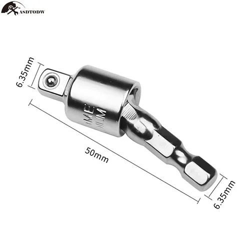 3PCS Wobble Socket Adapters 360 Degree Universal Joint Swivel Set 1/4 Inch Hex Shank To 3/8 1/2 Square Drives | Инструменты