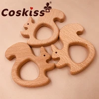 coskiss food grade squirrel beech wooden teethers baby teether for kids childrens toys diy making wooden rings teething toys