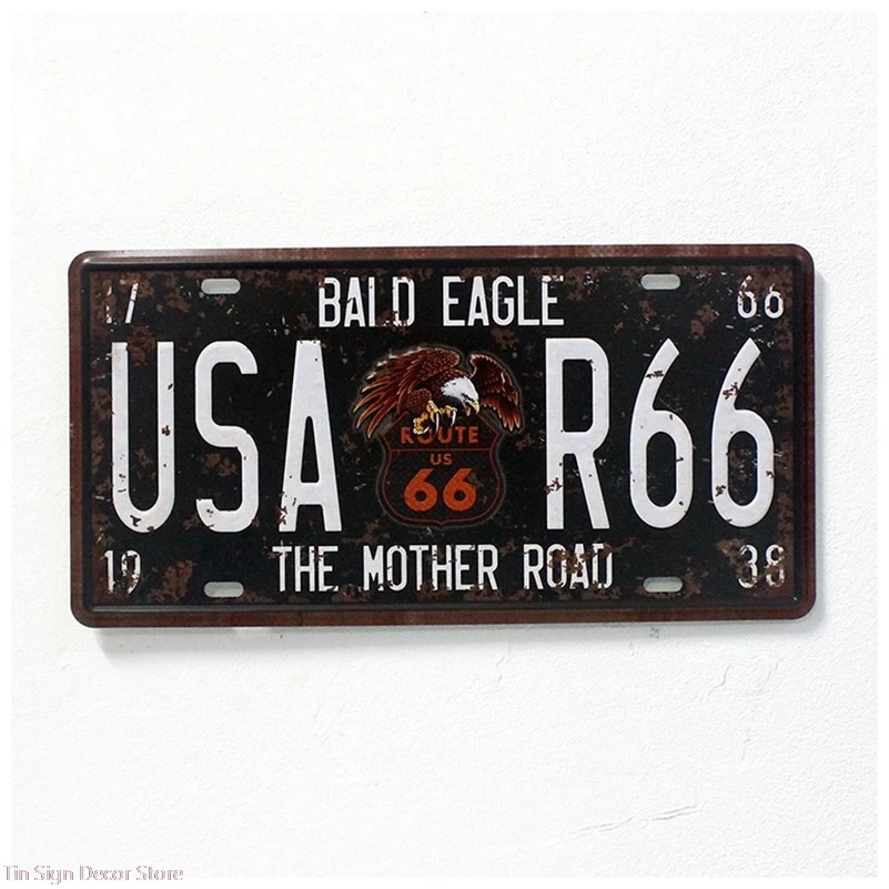 

Route 66 Metal Tin Sign Art Poster Shabby Plaque Iron Poster Pub Wall Stickers