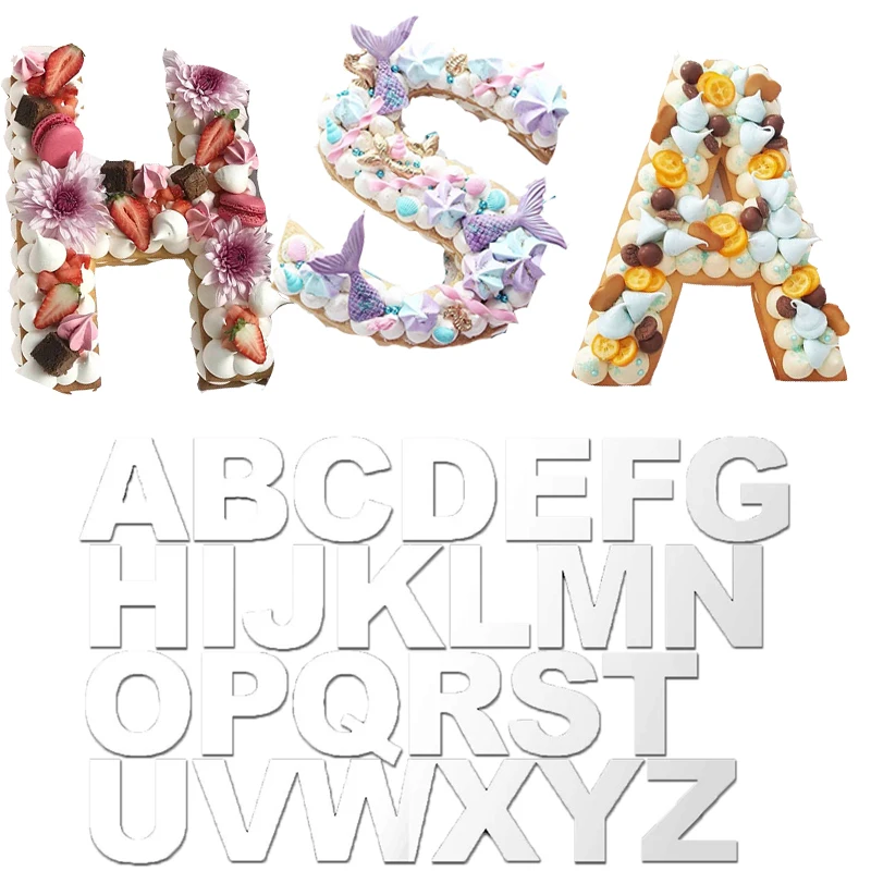 

26 Lettrer Alphabet Cake Stencil Mold Pastry Tool Accessories Cake Decorating Tools for Wedding/ Birthday 4/6/8/10/12 inch