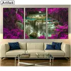 Картина из страз ArtBack three fight 5d, Пейзаж потока, полноразмерная Мозаика из страз, фиолетовое дерево, водопад, 3d, 20 х25 см