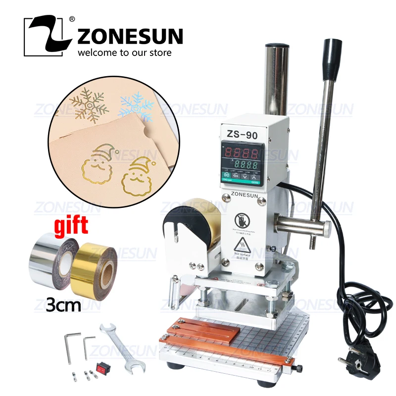 ZONESUN ZS90 Новая машина для горячего тиснения фольгой ручная Бронзирующая машина для ПВХ карты кожи бумаги тиснения штамповочная машина