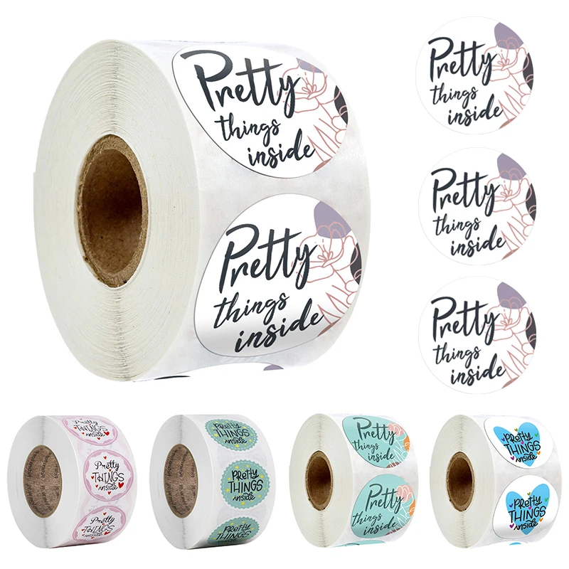 

500 Pcs Pretty Things Inside Stickers Pink Blue Green Stickers Small Business Supplies Christmas Gift Labels Stationery Stickers