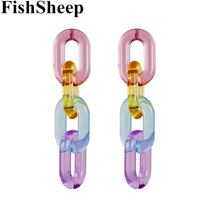 FishSheep массивные прозрачные акриловые длинные серьги-цепочки для женщин Смола цепочка геометрического стиля серьги с каплями вечерние ювелирные изделия Brincos