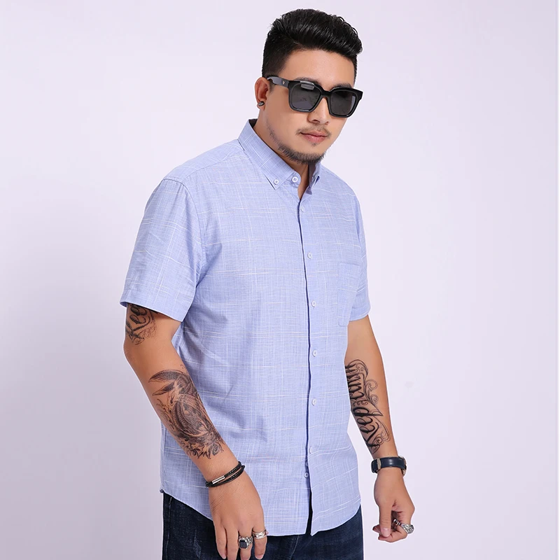 

Plus Size Summer New Men's Shirt Fashion Casual Slim Men's Short Sleeve Shirt Brand Large Size Clothes 6xl 7xl 8xl